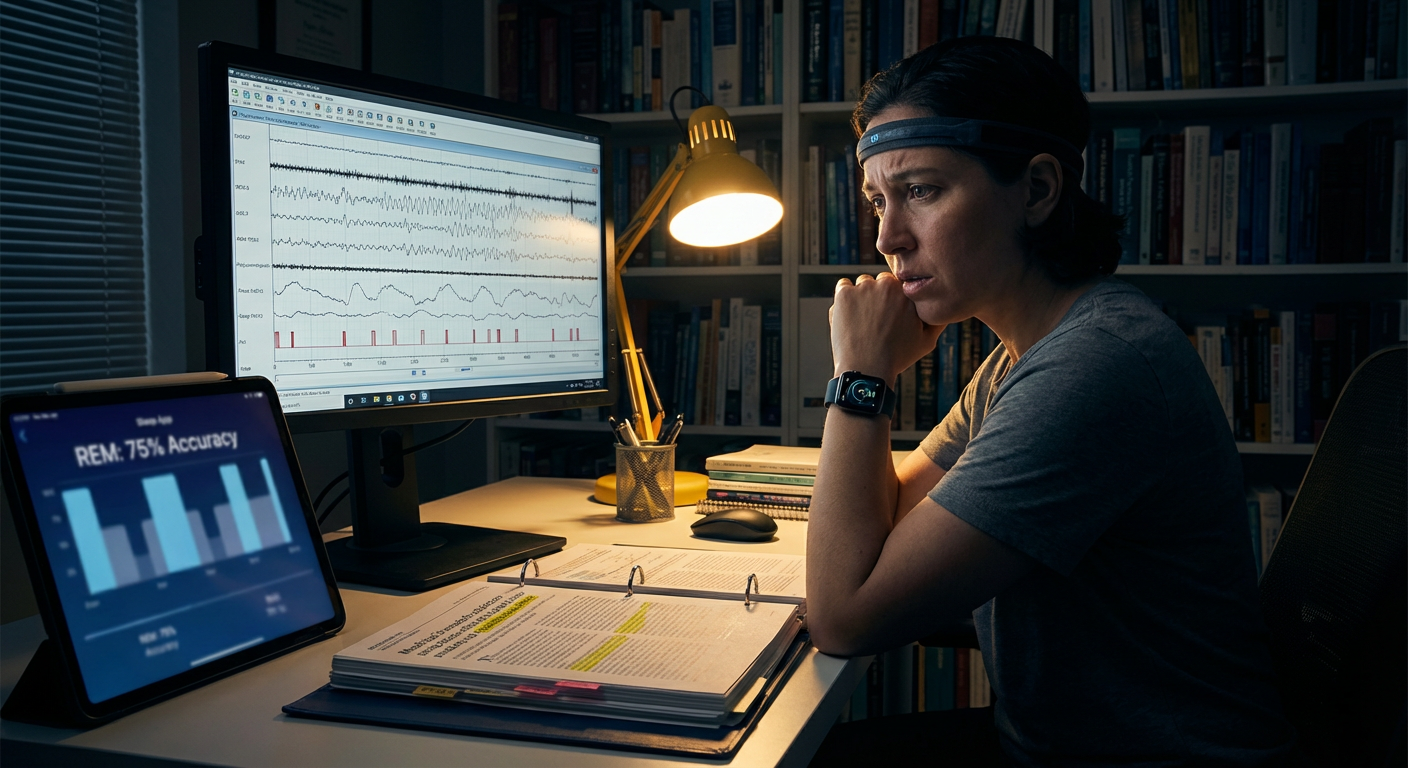 Illustration for The Sleep Efficiency Score Obsession: Why Your Oura Ring or WHOOP Data Might Be Making Your Anxiety Worse